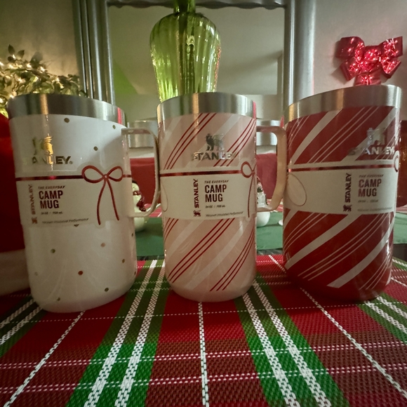 Stanley Holiday Camp Mugs - Cream Red Silver